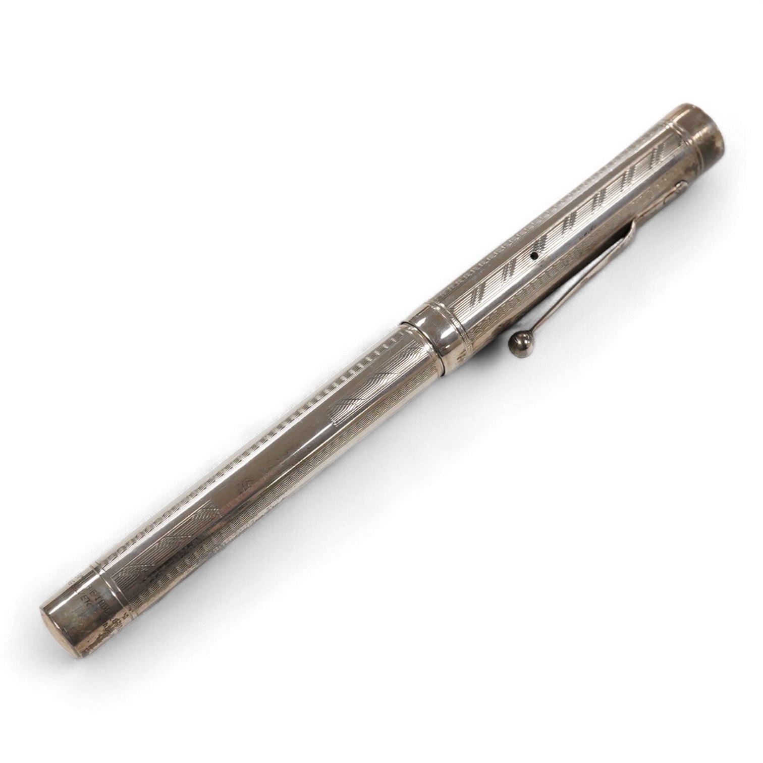 A Mabie Todd & Co. Swan Sterling silver lever filler, Made in USA with 14ct. flexible nib